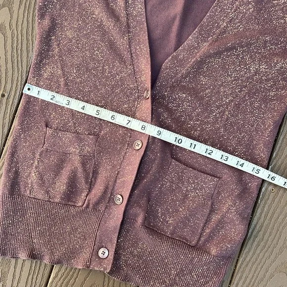 LOFT Brown/gold flecks Knit Cardigan Sweater S XS - Picture 8 of 9